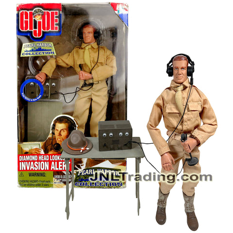 Year 2000 GI JOE Pearl Harbor Collection 12 Inch Figure - DIAMOND HEAD LOOKOUT INVASION ALERT with Soldier, Folding Bench, 2 Way Radio and Rifle