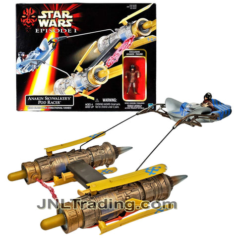 Year 1998 Star Wars Episode 1 The Phantom Menace Series Vehicle Set - ANAKIN SKYWALKER'S POD RACER with Blast-Open Directional Vanes and Anakin Figure