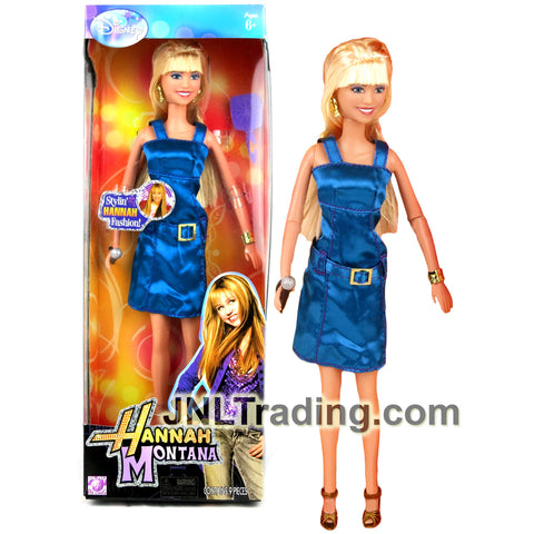 Year 2008 Disney Hannah Montana Series 12 Inch Doll - STYLIN' HANNAH FASHION MILEY STEWART in Blue Dress with Hairbrush and Microphone