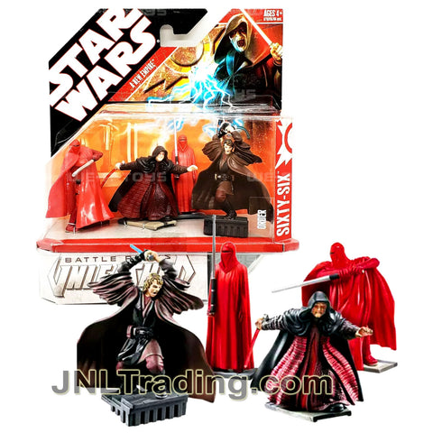 Year 2007 Star Wars Unleashed Battle Packs Series 2.5 Inch Figure Set - A NEW EMPIRE ORDER SIXTY-SIX with Darth Vader, The Emperor and 2 Royal Guards