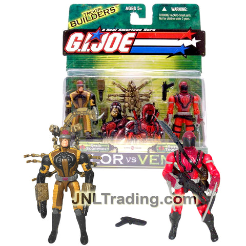 Year 2004 GI JOE A Real American Hero Valor vs Venom 2 Pack 4 Inch Figure Set - SAND SCORPION and RAZOR TROOPER with Scorpion, Rifles and Gun