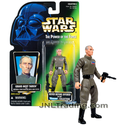 Year 1996 Star Wars Power of The Force Series 4 Inch Figure - GRAND MOFF TARKIN with Imperial Issue Blaster Rifle and Pistol