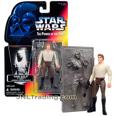 Year 1996 Star Wars The Power of the Force Series 4 Inch Tall Figure - HAN SOLO with Blaster Pistol and Carbonite Freezing Chamber