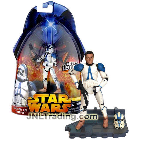Year 2005 Star Wars Revenge of the Sith Movie Series 4 Inch Tall Figure - Vader's Legion TACTICAL OPS TROOPER with Blaster and Display Base