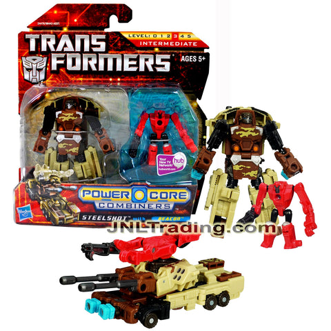 Year 2010 Transformer Power Core Combiners Figure Set - Commander Class Autobot STEELSHOT (Mobile Artillery) with Mini-Con BEACON (Gattling Gun)