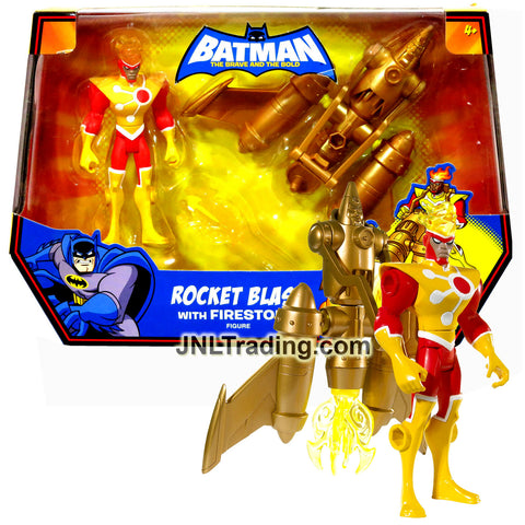 Year 2009 DC Comics Batman The Brave and The Bold Series 5 Inch Tall Figure with Vehicle Set - ROCKET BLAST with Flame Missile and FIRESTORM