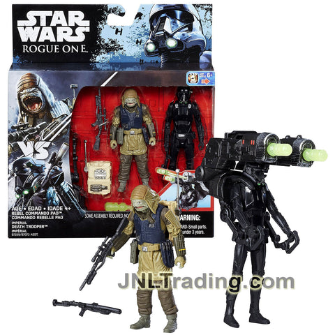 Year 2016 Star Wars Rogue One 2 Pack 4 Inch Figure Set - REBEL COMMANDER PAO and IMPERIAL DEATH TROOPER with Missile Launcher, Backpack and Rifles