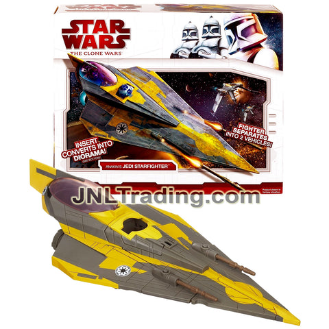 Year 2009 Star Wars The Clone Wars Vehicle Set - ANAKIN'S JEDI STARFIGHTER with 2-in-1 Vehicles Feature, Missile Launcher, Droid Socket and Diorama