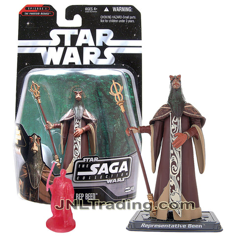 Year 2006 Star Wars The Saga Collection The Phantom Menace Series 4 Inch Figure - REP BEEN with Staff, Display Base and Obi-Wan Kenobi Hologram