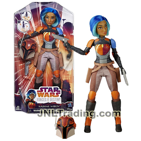 Year 2016 Star Wars Forces of Destiny Series 11 Inch Tall Figure - SABINE WREN with Helmet and Blaster Swinging Action