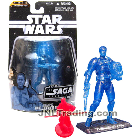 Year 2006 Star Wars The Saga Collection Revenge of the Sith 4 Inch Figure - Holographic CLONE COMMANDER CODY with Display Base and Mini Darth Maul