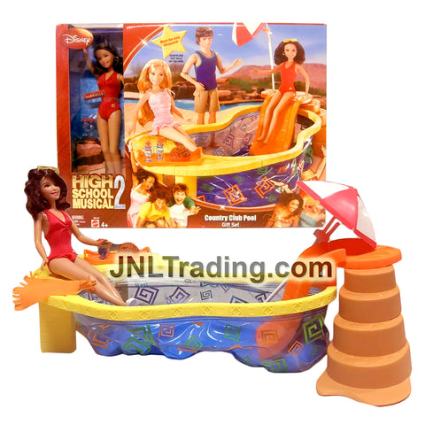 Year 2007 Disney Movie High School Musical 2 Series COUNTRY CLUB POOL GIFT SET with Gabriella Doll