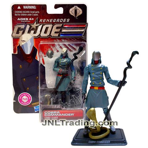 Year 2011 GI JOE Renegades Series 4 Inch Figure - Cobra Leader COBRA COMMANDER with Command Staff, Snake, Helmet, Pistol and Display Stand