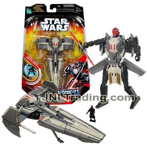 Year 2006 Star Wars Transformers Series 7 Inch Figure - DARTH MAUL SITH INFILTRATOR with Lightsaber Missiles and Pilot Minifigure