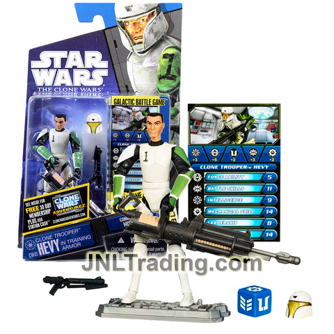 Year 2010 Star Wars Galactic Battle Game The Clone Wars 4 Inch Figure - Clone Trooper HEVY in Training Armor with Helmet, Blaster, Card, Die and Base