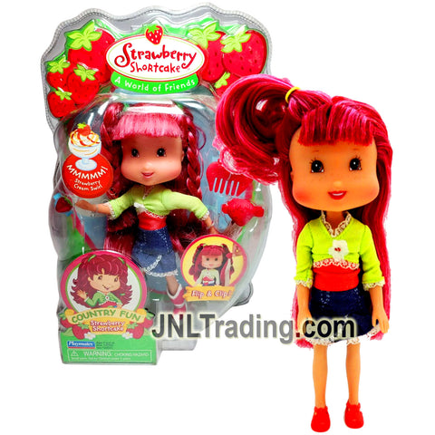 Year 2007 Strawberry Shortcake Country Fun Series 7 Inch Doll - STRAWBERRY SHORTCAKE with Strawberry Scent