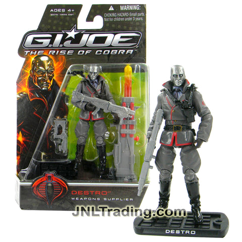 Year 2008 GI JOE Movie The Rise of Cobra Series 4 Inch Figure - Weapon Supplier DESTRO with Submachine Gun, Rifle, Gun, Flame Thrower & Display Base