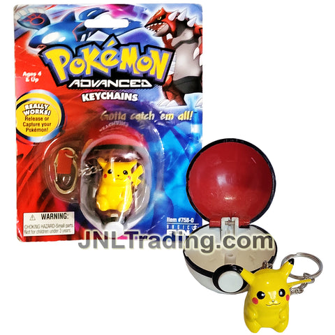 Year 2004 PokeMon Advanced Keychains Series with 1.5 Inch Figure - PIKACHU with Pokeball