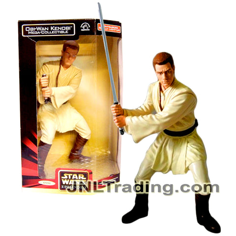Star Wars The Phantom Menace Series 13 Inch Tall Mega Collectible Figure - OBI-WAN KENOBI with Light-Up Lightsaber and Certificate of Authenticity