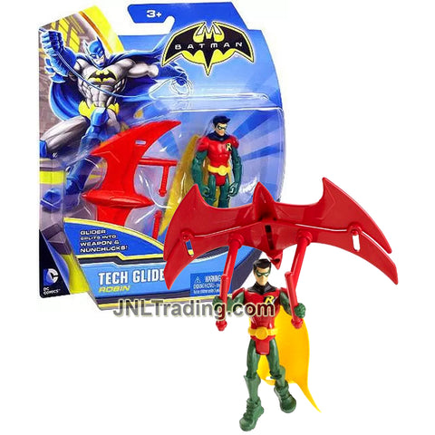 Year 2013 Batman Animated Series 4 Inch Tall Action Figure - Tech Glider ROBIN with Glider that Splits into 2 Tonfa Sticks