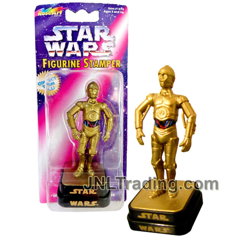 Year 1997 Star Wars Figurine Stamper Series 3 Inch Tall Figure : C-3PO with Ink Pad in Base