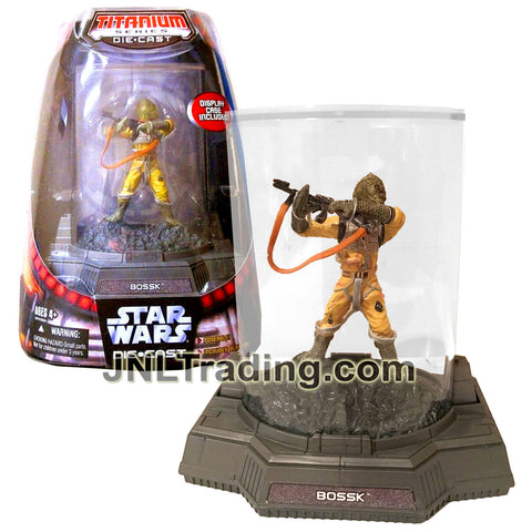 Year 2006 Star Wars Titanium Die Cast Series 4 Inch Tall Figure - BOSSK (Color Version) with Blaster Rifle and Display Case