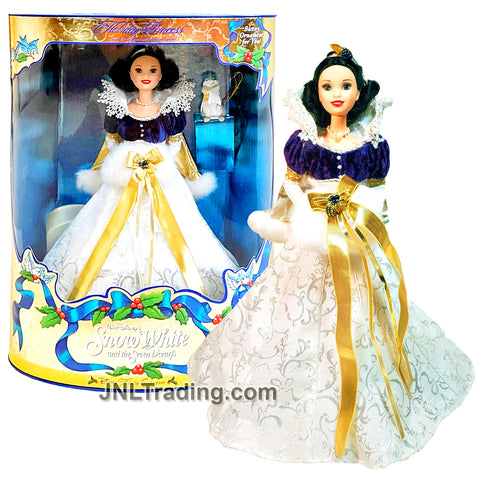 Year 1998 Disney Holiday Princess 12 Inch Doll - SNOW WHITE from "Snow White and The Seven Dwarf" with Bunny Ornament