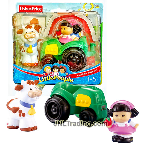 Year 2003 Little People FARM TRACTOR C-4309 with Sonya Lee and Cow