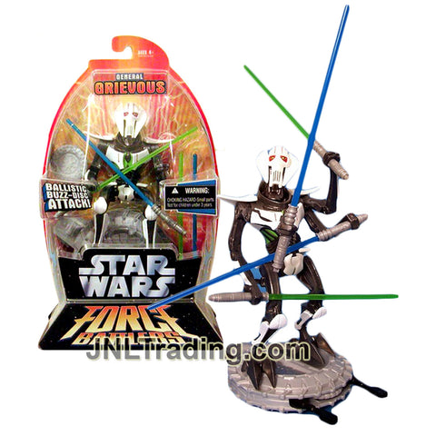 Year 2005 Star Wars Force Battlers Series 7 Inch Figure - GENERAL GRIEVOUS with 4 Lightsabers and Glider with Buzz Disc