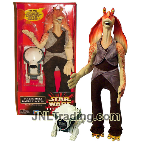 Year 1999 Star Wars Episode 1 The Phantom Menace Series 22 Inch Electronic Figure - JAR JAR BINKS WAKE-UP SYSTEM with Pit Droid Time Piece