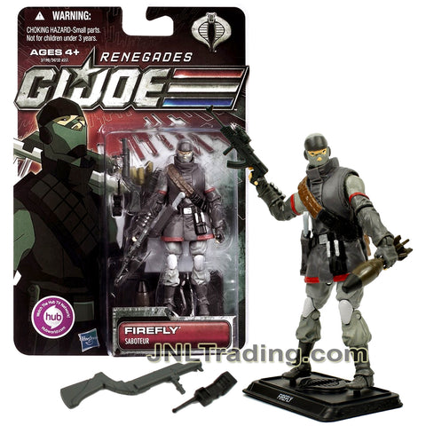 Year 2011 GI JOE Renegades Series 4 Inch Figure - Saboteur FIREFLY with Machete, Rifles, Radio,  Plasma Pulse Mortar and Display Base