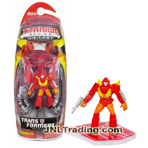 Year 2006 Transformers Titanium Die Cast Series 3 Inch Tall Figure - Autobot RODIMUS with Blaster Gun and Display Base