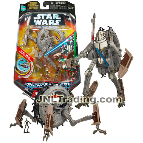 Year 2005 Star Wars Transformers Series 7 Inch Tall Figure - GENERAL GRIEVOUS WHEEL BIKE with Lightsaber Missiles and General Grievous Mini Pilot