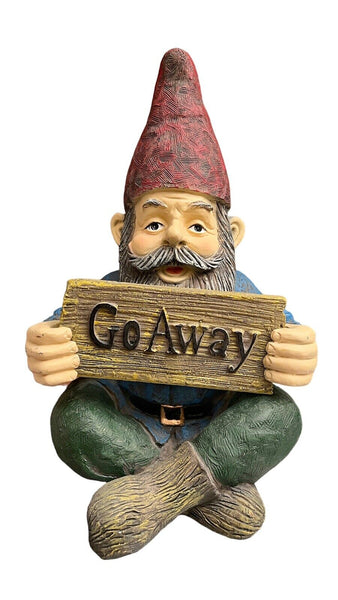 Outdoor Indoor Garden Decor Sitting Gnome Flip Sign Statue