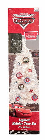 Disney Cars 24 inch Indoor Lighted Holiday Tree Set 35 Lights 10 Ornaments