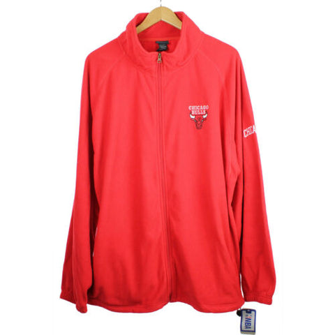 NWT NBA Chicago Bulls Basketball Full Zip Soft Warm Fleece Jacket in RED 2XL