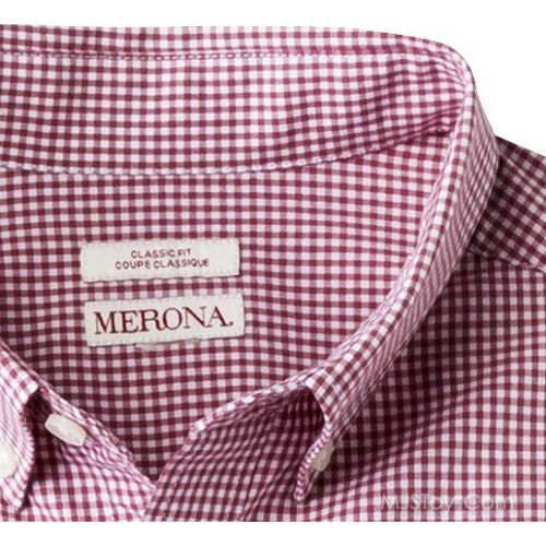 Nwt Merona Men Long Sleeve Everyday Button Down Red Plaids/Checkered Shirt Top