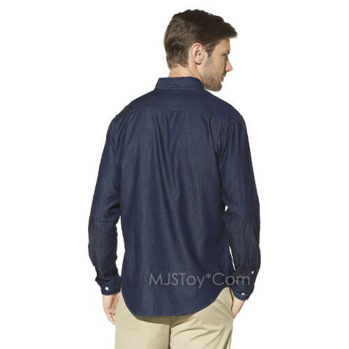 merona slim fit dress shirts NWT Merona Men Long Sleeve Classic Fit Button Down Chambray Denim Shirt Top