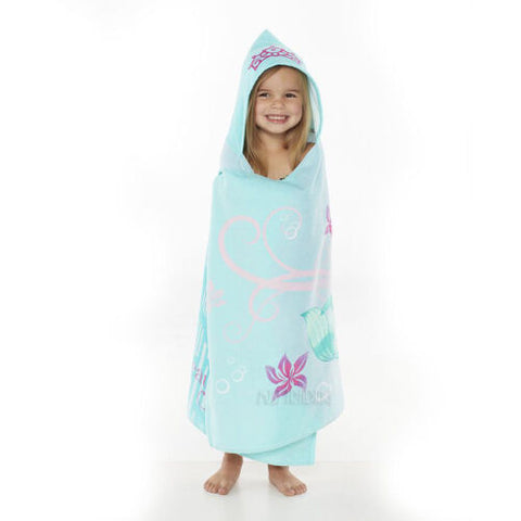 NWT DISNEY The Little Mermaid Soft Cozy Bath Wrap Hooded Towel 100% Cotton Blue