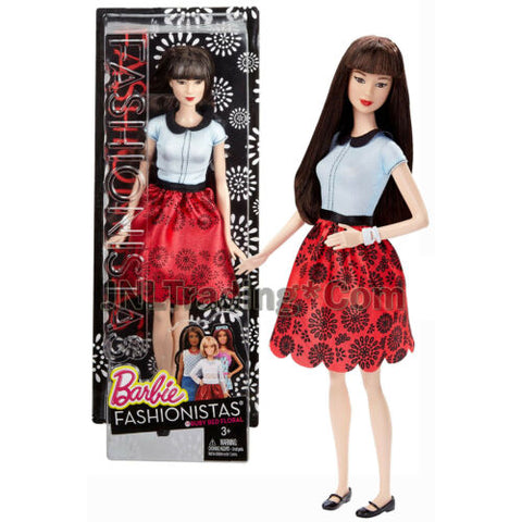 Year 2015 Barbie Fashionistas 12" Doll NEKO DGY61 in Ruby Red Floral Skirt