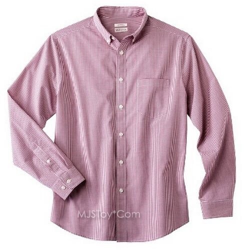 NWT Merona Men Long Sleeve Everyday Button Down Red Plaids