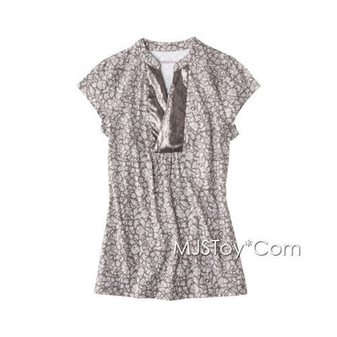 NWT Merona Short Sleeve Gray Split Neck Top with Sequin Trim Cute T-Shirt