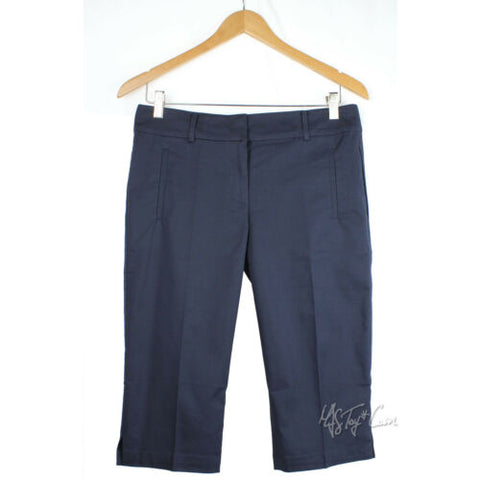 NWT Ann Taylor Women's Cropped Welt Flat Front Capri Pant NAVY Size 8 MSRP $59