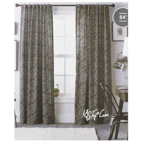 Threshold One Cotton Panel Window Treatment Black Diamond Print Curtain 54x84"