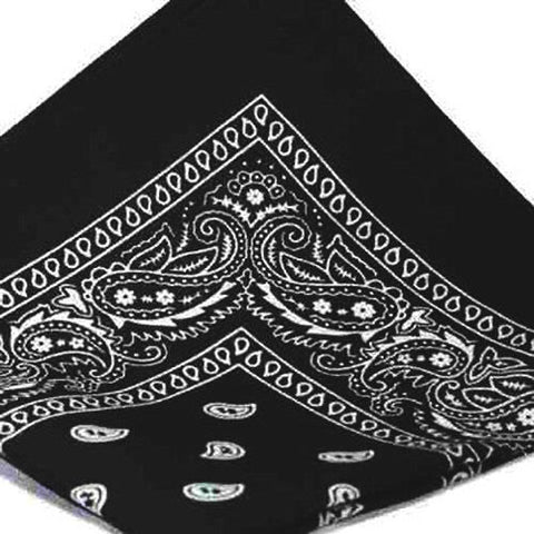 NEW Amscan BLACK Bandana/ Head Wrap with WHITE square Paisley pattern 20"x20"