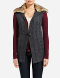 NWT The Limited Faux Fur Collar Grey Sweater Fashionable Lighweight Vest Size M