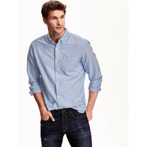 NWT OLD NAVY Men's Slim-Fit 100% Medium Weight Soft Cotton Blue Oxford Shirt 3XL