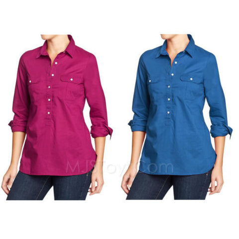NWT Old Navy Women Utility Shirts Two Pocket Blouse 100% Cotton Top XS/S/M/L/XL
