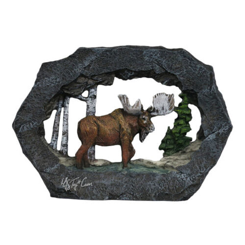 Regal Elites Vista Feather Series 7" Long Wildlife Sculpture MOOSE on The Rock