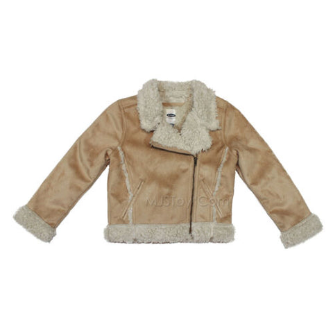 NWT Old Navy Toddler Girl MOTO Faux-Shearling Suede Sherpa Jacket Coat XS(5)